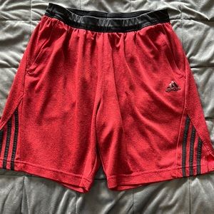 Red large adidas shorts zip pockets